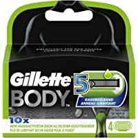 Gillette Body Cuchillas de Afeitar Corporales Hombre con 5 Hojas- Paquete de 4 Cuchillas Recambio